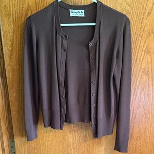 Joseph A. Classic Brown Button-Front Cardigan